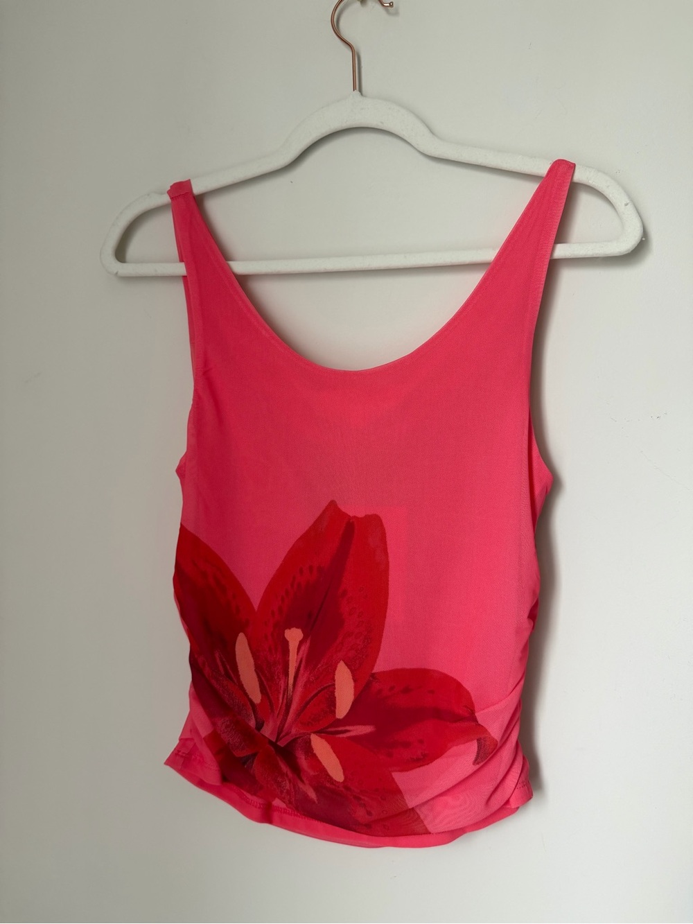 Pink Rose Pink orchid mesh ruched Tank Top - Picture 5 of 6